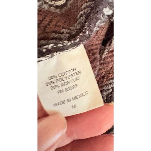 Miguel Geraldo Baja Hoodie Sweater Pullover Striped Mexican Jacket M Gray Brown - Picture 6 of 6